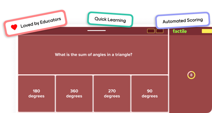 Factile Choice game mode showing multiple-choice questions with answer options for quick decision-making